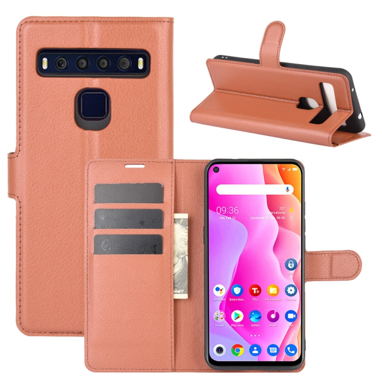 For TCL 10L Litchi Texture Horizontal Flip Protective Case with Holder & Card Slots & Wallet