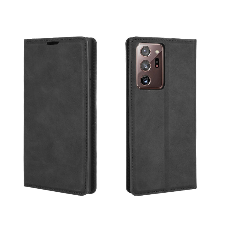 For Samsung Galaxy Note20 Ultra Retro-skin Business Magnetic Suction Leather Case with Holder & Card Slots & Wallet