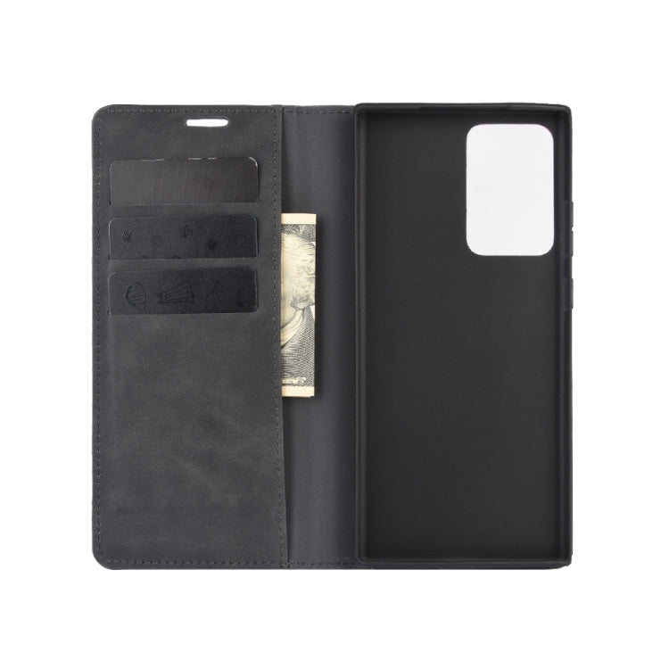 For Samsung Galaxy Note20 Ultra Retro-skin Business Magnetic Suction Leather Case with Holder & Card Slots & Wallet