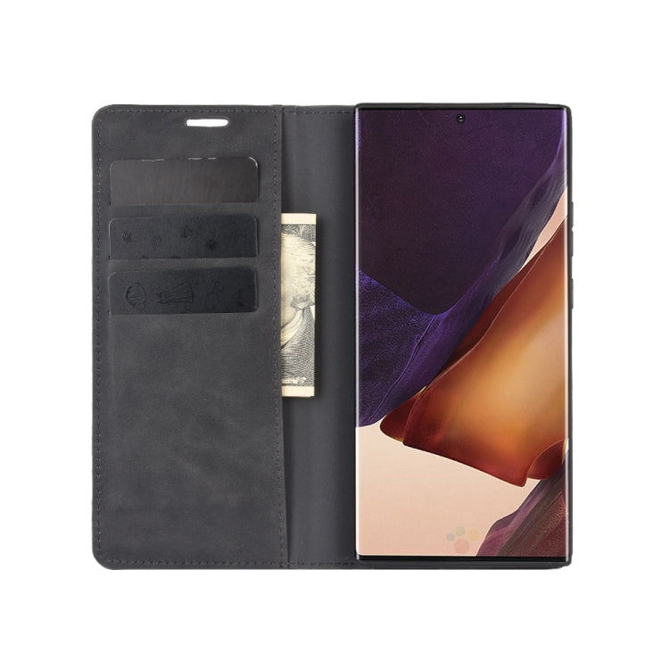 For Samsung Galaxy Note20 Ultra Retro-skin Business Magnetic Suction Leather Case with Holder & Card Slots & Wallet