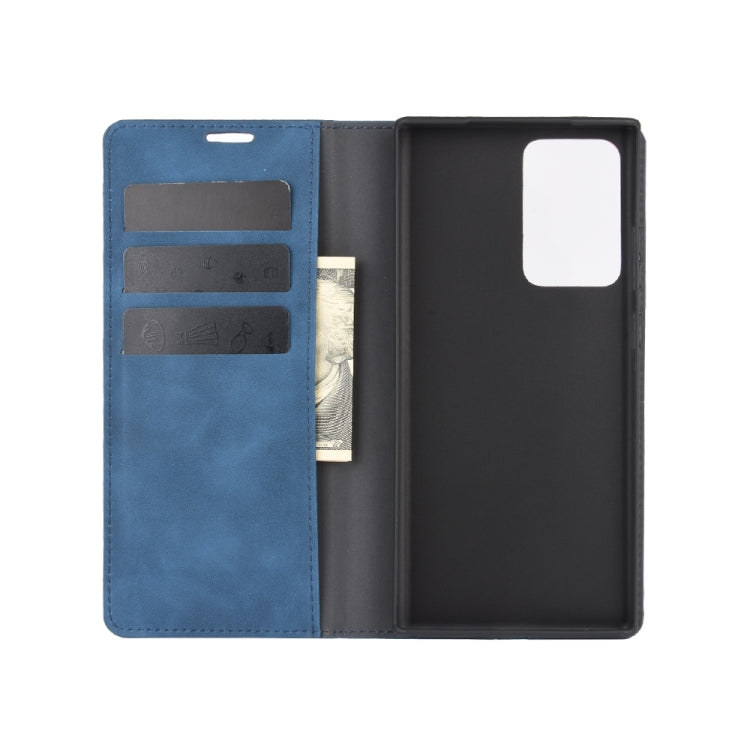For Samsung Galaxy Note20 Ultra Retro-skin Business Magnetic Suction Leather Case with Holder & Card Slots & Wallet