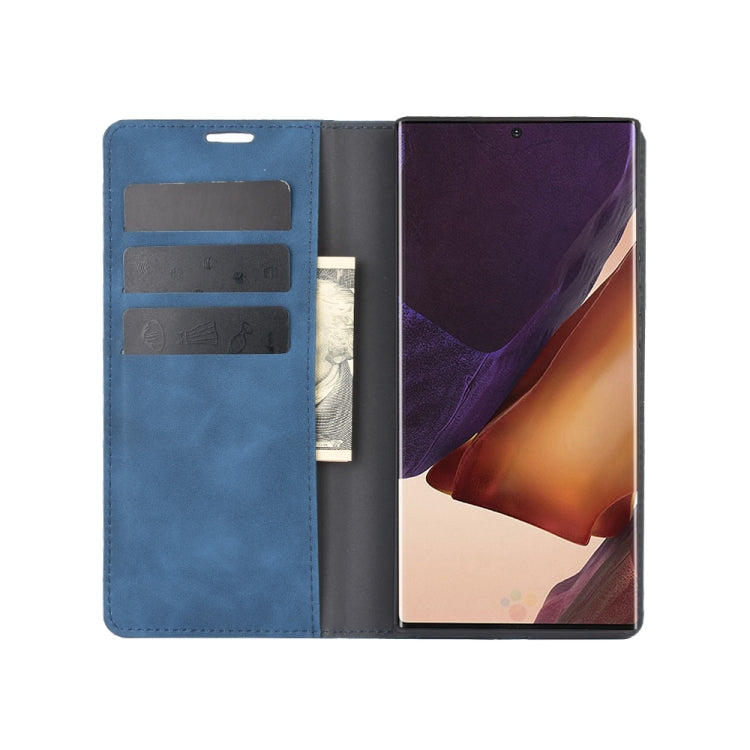 For Samsung Galaxy Note20 Ultra Retro-skin Business Magnetic Suction Leather Case with Holder & Card Slots & Wallet