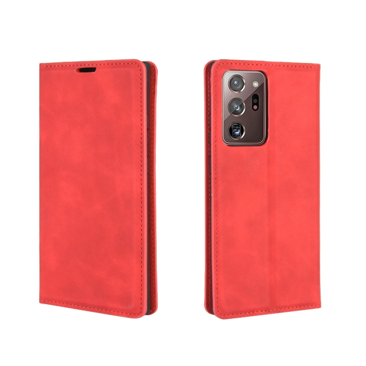For Samsung Galaxy Note20 Ultra Retro-skin Business Magnetic Suction Leather Case with Holder & Card Slots & Wallet