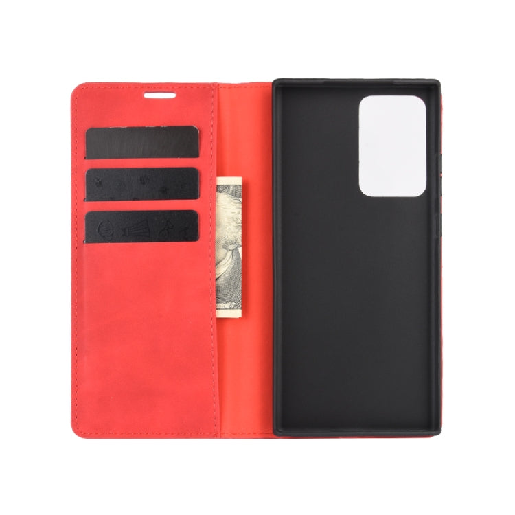 For Samsung Galaxy Note20 Ultra Retro-skin Business Magnetic Suction Leather Case with Holder & Card Slots & Wallet