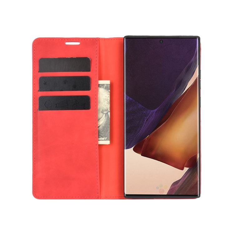 For Samsung Galaxy Note20 Ultra Retro-skin Business Magnetic Suction Leather Case with Holder & Card Slots & Wallet