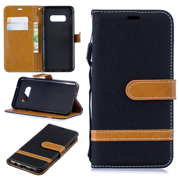 Color Matching Denim Texture Leather Case for Galaxy  S10e , with Holder & Card Slots & Wallet & Lanyard