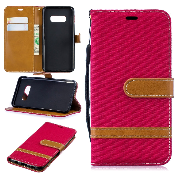 Color Matching Denim Texture Leather Case for Galaxy  S10e , with Holder & Card Slots & Wallet & Lanyard