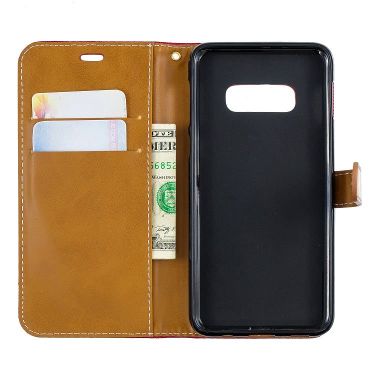 Color Matching Denim Texture Leather Case for Galaxy  S10e , with Holder & Card Slots & Wallet & Lanyard