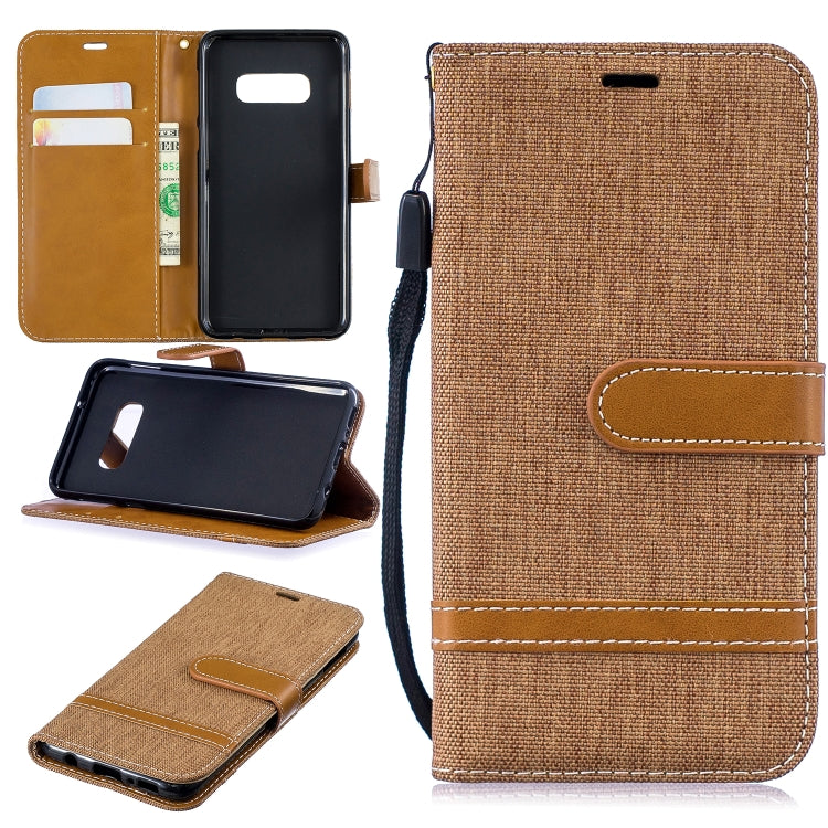 Color Matching Denim Texture Leather Case for Galaxy  S10e , with Holder & Card Slots & Wallet & Lanyard