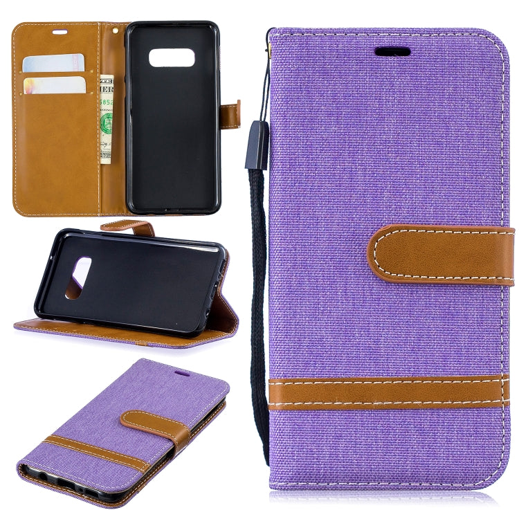 Color Matching Denim Texture Leather Case for Galaxy  S10e , with Holder & Card Slots & Wallet & Lanyard