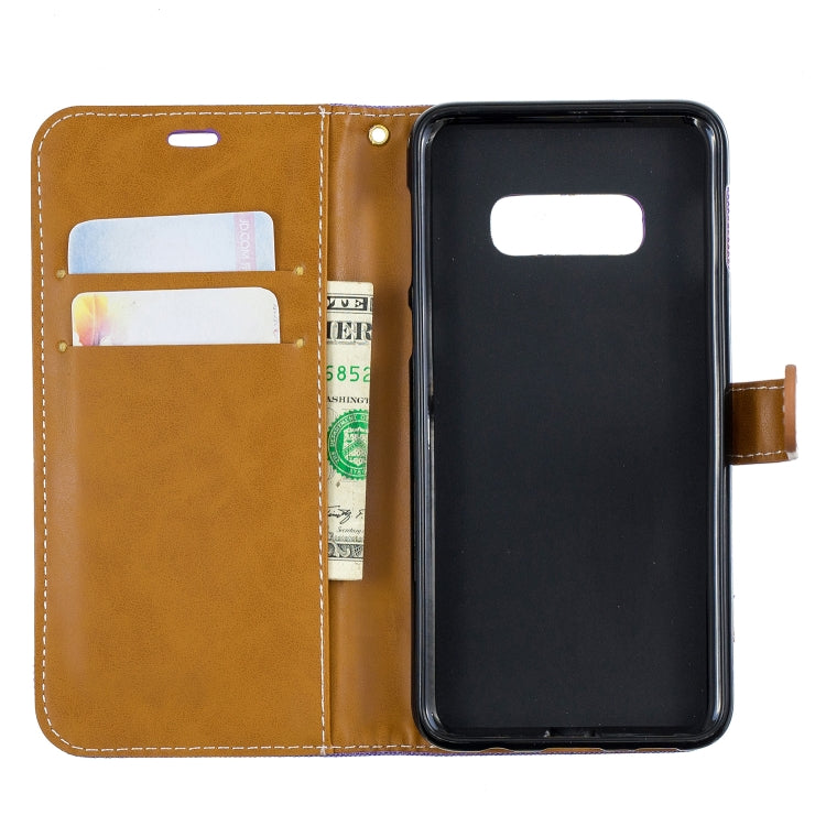Color Matching Denim Texture Leather Case for Galaxy  S10e , with Holder & Card Slots & Wallet & Lanyard