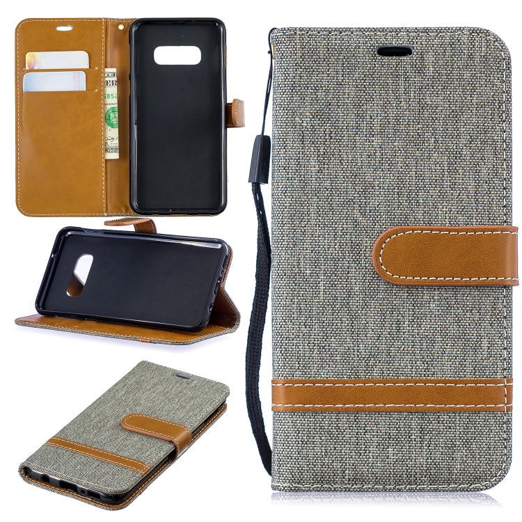 Color Matching Denim Texture Leather Case for Galaxy  S10e , with Holder & Card Slots & Wallet & Lanyard