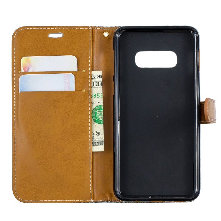 Color Matching Denim Texture Leather Case for Galaxy  S10e , with Holder & Card Slots & Wallet & Lanyard