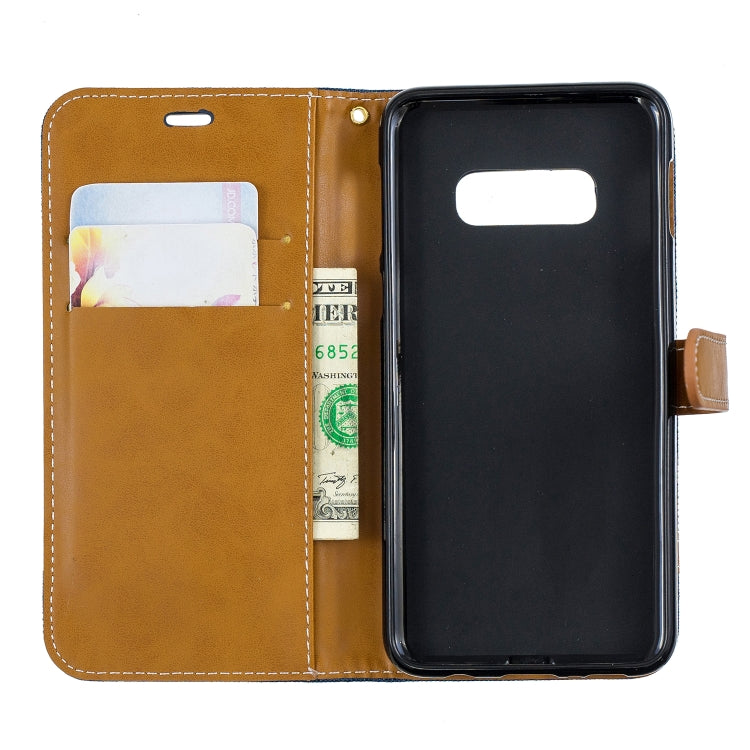 Color Matching Denim Texture Leather Case for Galaxy  S10e , with Holder & Card Slots & Wallet & Lanyard