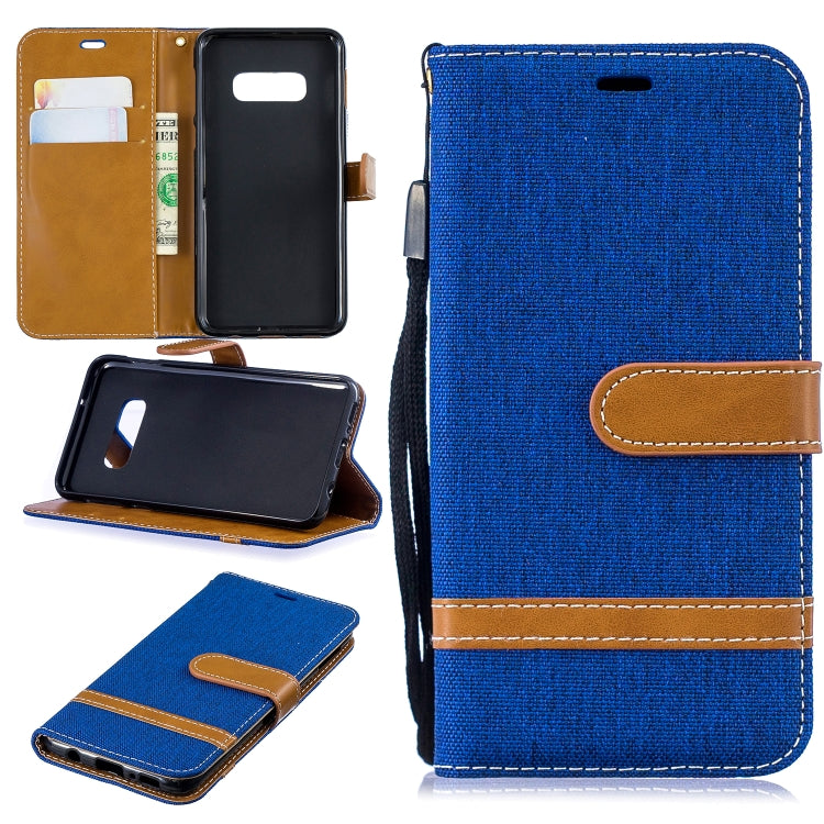 Color Matching Denim Texture Leather Case for Galaxy  S10e , with Holder & Card Slots & Wallet & Lanyard