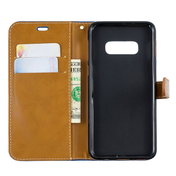 Color Matching Denim Texture Leather Case for Galaxy  S10e , with Holder & Card Slots & Wallet & Lanyard