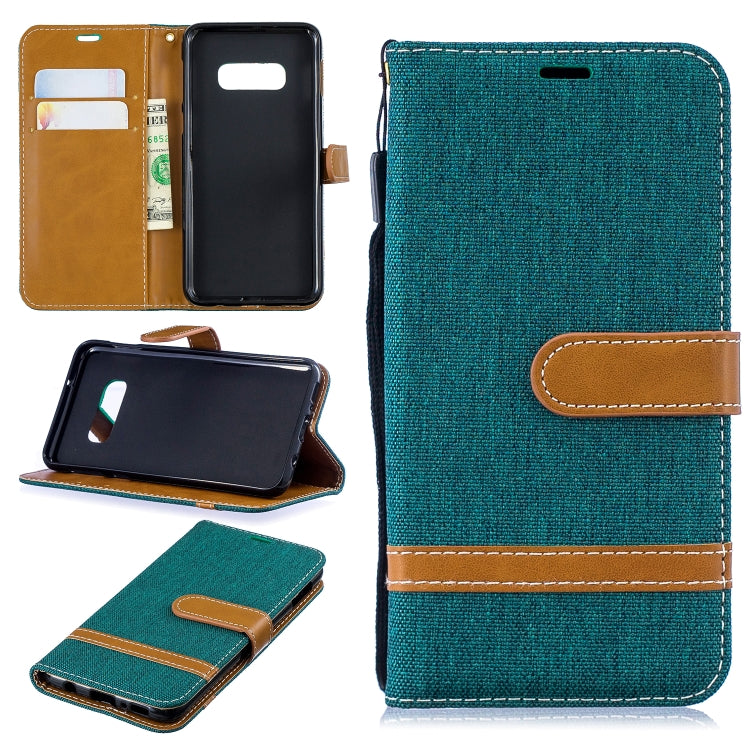 Color Matching Denim Texture Leather Case for Galaxy  S10e , with Holder & Card Slots & Wallet & Lanyard