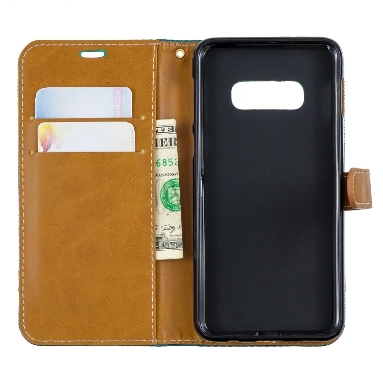 Color Matching Denim Texture Leather Case for Galaxy  S10e , with Holder & Card Slots & Wallet & Lanyard