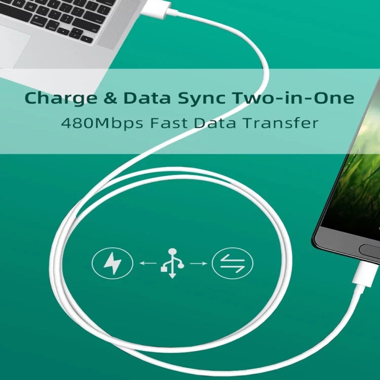 2.4A USB Male to Micro USB Male Interface Charge Cable, Length: 2m (White)