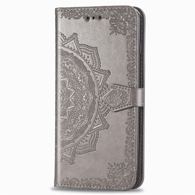 For Samsung Galaxy M01 Halfway Mandala Embossing Pattern Horizontal Flip Leather Case with Holder & Card Slots & Wallet & Lanyard
