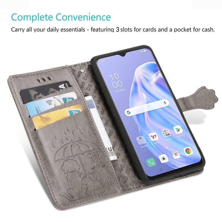 For Xiaomi Redmi 9A Cute Cat and Dog Embossed Horizontal Flip Leather Case with Holder & Card Slots & Wallet & Lanyard