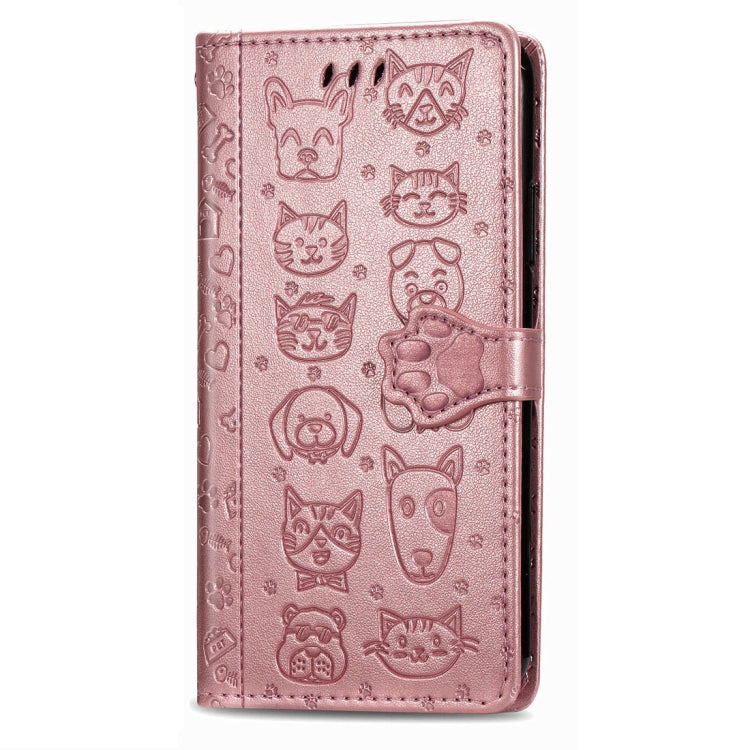 For Xiaomi Redmi 9A Cute Cat and Dog Embossed Horizontal Flip Leather Case with Holder & Card Slots & Wallet & Lanyard