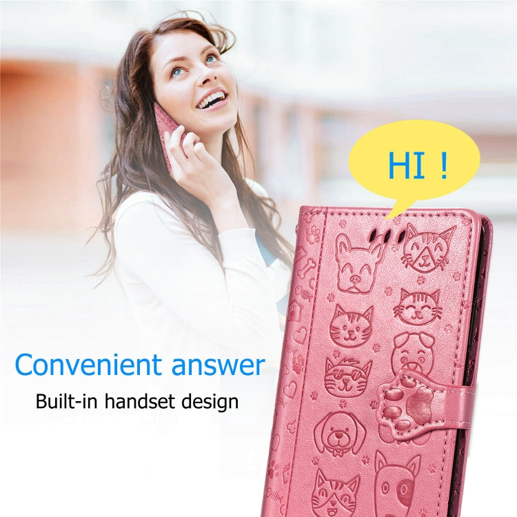 For Xiaomi Redmi 9C Cute Cat and Dog Embossed Horizontal Flip Leather Case with Holder & Card Slots & Wallet & Lanyard