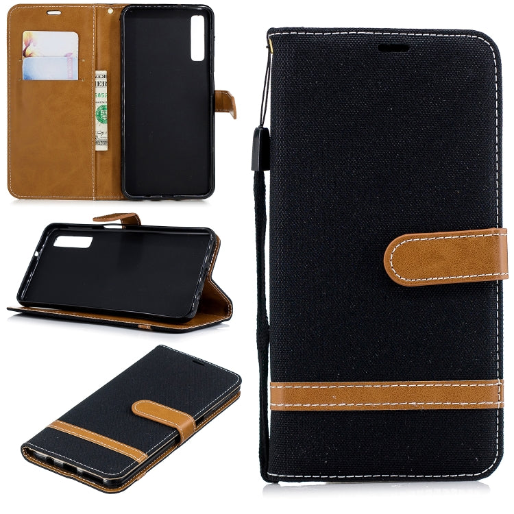 Color Matching Denim Texture Leather Case for Galaxy  A7 / A750 , with Holder & Card Slots & Wallet & Lanyard