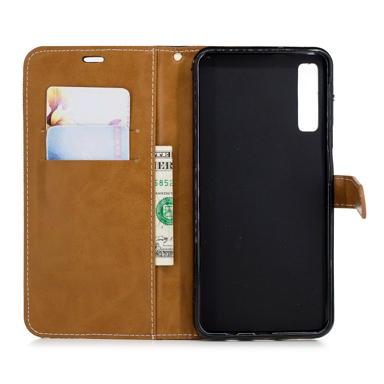 Color Matching Denim Texture Leather Case for Galaxy  A7 / A750 , with Holder & Card Slots & Wallet & Lanyard