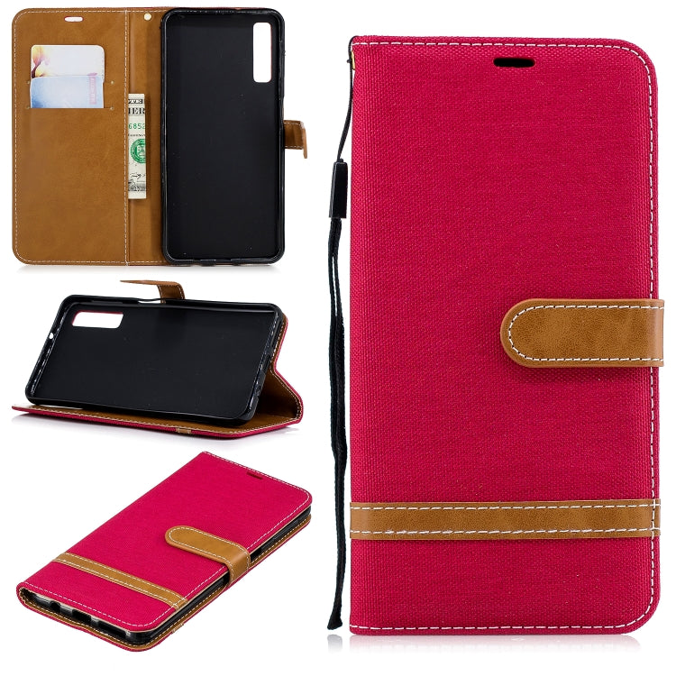 Color Matching Denim Texture Leather Case for Galaxy  A7 / A750 , with Holder & Card Slots & Wallet & Lanyard