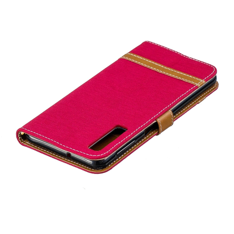 Color Matching Denim Texture Leather Case for Galaxy  A7 / A750 , with Holder & Card Slots & Wallet & Lanyard