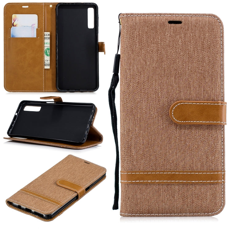Color Matching Denim Texture Leather Case for Galaxy  A7 / A750 , with Holder & Card Slots & Wallet & Lanyard