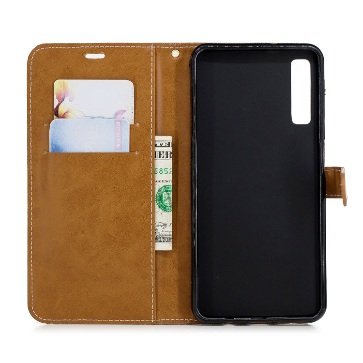 Color Matching Denim Texture Leather Case for Galaxy  A7 / A750 , with Holder & Card Slots & Wallet & Lanyard