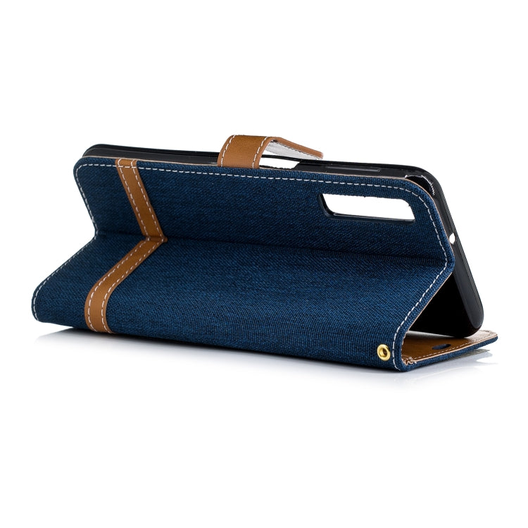Color Matching Denim Texture Leather Case for Galaxy  A7 / A750 , with Holder & Card Slots & Wallet & Lanyard