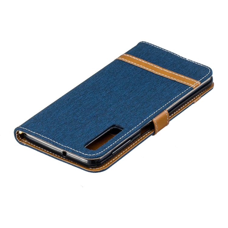 Color Matching Denim Texture Leather Case for Galaxy  A7 / A750 , with Holder & Card Slots & Wallet & Lanyard
