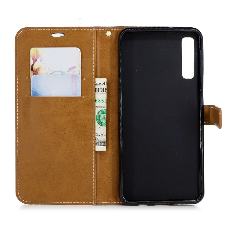 Color Matching Denim Texture Leather Case for Galaxy  A7 / A750 , with Holder & Card Slots & Wallet & Lanyard