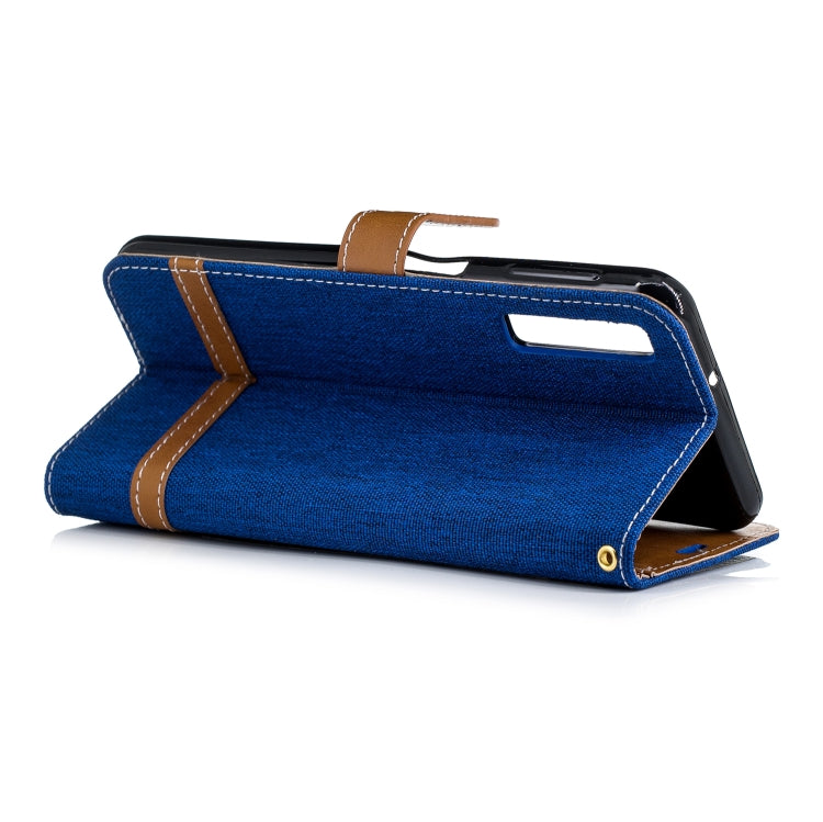 Color Matching Denim Texture Leather Case for Galaxy  A7 / A750 , with Holder & Card Slots & Wallet & Lanyard