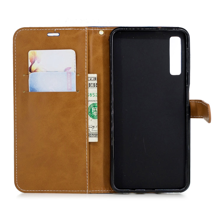 Color Matching Denim Texture Leather Case for Galaxy  A7 / A750 , with Holder & Card Slots & Wallet & Lanyard