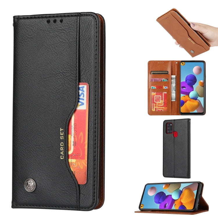 For Samsung Galaxy A21s Knead Skin Texture Horizontal Flip Leather Case with Photo Frame & Holder & Card Slots & Wallet