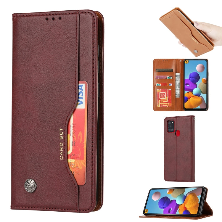 For Samsung Galaxy A21s Knead Skin Texture Horizontal Flip Leather Case with Photo Frame & Holder & Card Slots & Wallet
