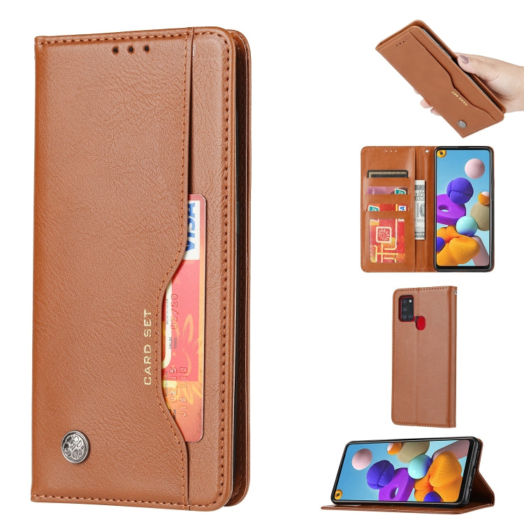 For Samsung Galaxy A21s Knead Skin Texture Horizontal Flip Leather Case with Photo Frame & Holder & Card Slots & Wallet