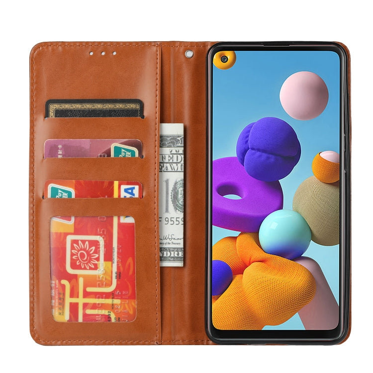 For Samsung Galaxy A21s Knead Skin Texture Horizontal Flip Leather Case with Photo Frame & Holder & Card Slots & Wallet
