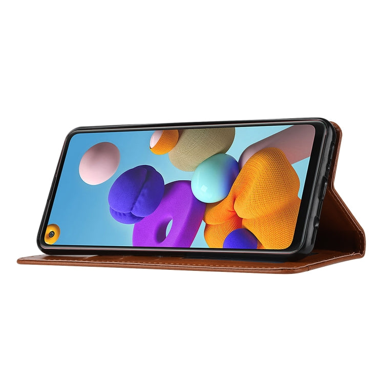 For Samsung Galaxy A21s Knead Skin Texture Horizontal Flip Leather Case with Photo Frame & Holder & Card Slots & Wallet