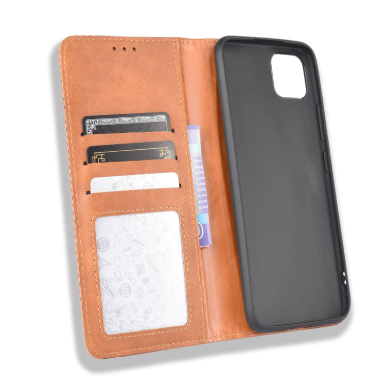 For OPPO Realme C11 Magnetic Buckle Retro Crazy Horse Texture Horizontal Flip Leather Case with Holder & Card Slots & Photo Frame