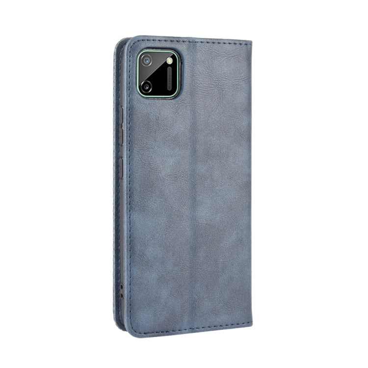For OPPO Realme C11 Magnetic Buckle Retro Crazy Horse Texture Horizontal Flip Leather Case with Holder & Card Slots & Photo Frame