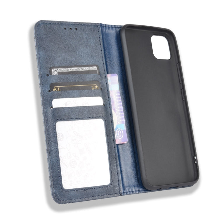 For OPPO Realme C11 Magnetic Buckle Retro Crazy Horse Texture Horizontal Flip Leather Case with Holder & Card Slots & Photo Frame
