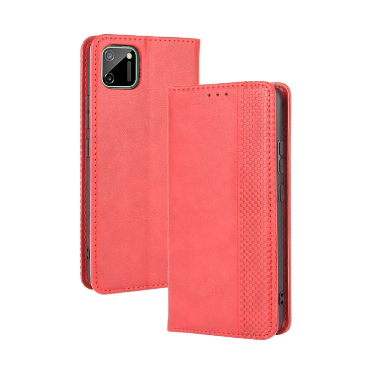 For OPPO Realme C11 Magnetic Buckle Retro Crazy Horse Texture Horizontal Flip Leather Case with Holder & Card Slots & Photo Frame