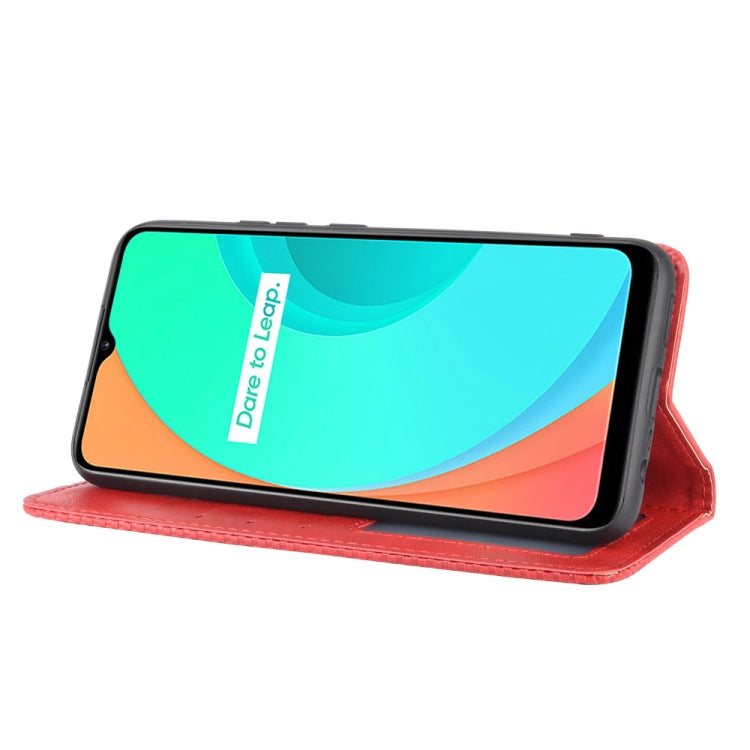 For OPPO Realme C11 Magnetic Buckle Retro Crazy Horse Texture Horizontal Flip Leather Case with Holder & Card Slots & Photo Frame