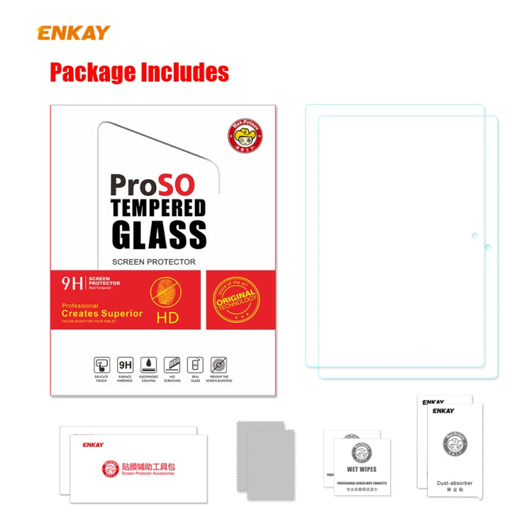 For Lenovo E10 TB-X104F 10.1 2 PCS ENKAY Hat-Prince 0.33mm 9H Surface Hardness 2.5D Explosion-proof Tempered Glass Screen Protector
