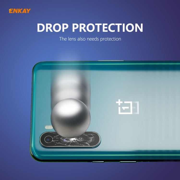 For OnePlus Nord Hat-Prince ENKAY 0.2mm 9H 2.15D Round Edge Rear Camera Lens Tempered Glass Film Protector